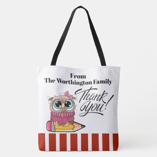 Zie Achterzijde - Cute Owl Teacher Tas (Achterkant)