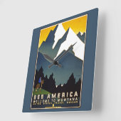 Zie Amerika - heet in Montana welkom Vierkante Klok (Hoek)