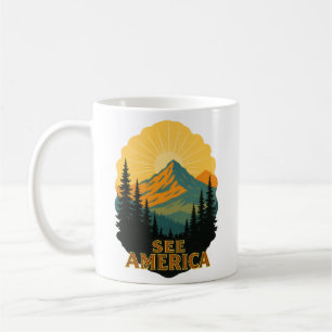 Zie Amerika Nationale Park Poster Stijl Koffiemok