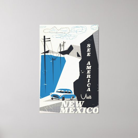 Zie Amerika - New Mexico Vintage reisposter Canvas Afdruk (Voorkant)