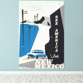 Zie Amerika - New Mexico Vintage reisposter Canvas Afdruk (Insitu (Houten vloer))