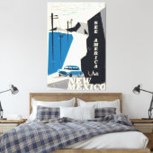 Zie Amerika - New Mexico Vintage reisposter Canvas Afdruk (Insitu (Slaapkamer))