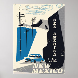 Zie Amerika - New Mexico Vintage reisposter Poster