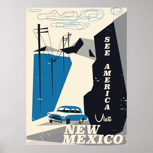 Zie Amerika - New Mexico Vintage reisposter Poster (Voorkant)