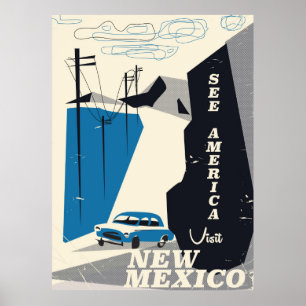 Zie Amerika - New Mexico Vintage reisposter Poster