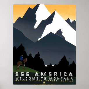 Zie Amerika - Onthaal aan Montana - WPA Poster
