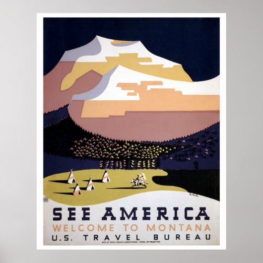 Zie Amerika, reis van Montana WPA Poster (Voorkant)
