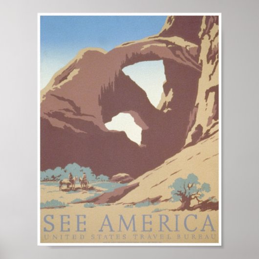 Zie Amerika: United States Travel Bureau Poster (Voorkant)