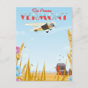 "zie Amerika" — Vermont Rural Reisposter Briefkaart