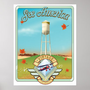 Zie Amerika Vintage 50'er stijl vluchtposter Poster
