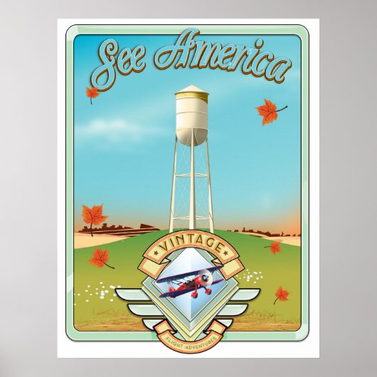 Zie Amerika Vintage 50'er stijl vluchtposter Poster (Voorkant)