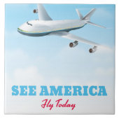 Zie Amerika - Vlieg vandaag! Tegeltje (Voorkant)