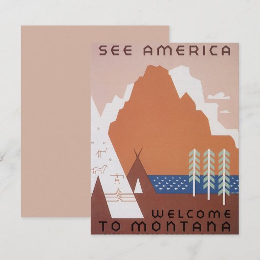 Zie Amerika Welkom in Montana, Oude Reisposter (Voorkant / Achterkant)