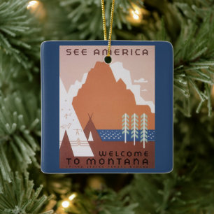 Zie Amerika Welkom in Montana, Reisgids uit het ve Keramisch Ornament