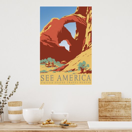 "Zie Amerika"  WPA-reisposter Poster (Keuken)