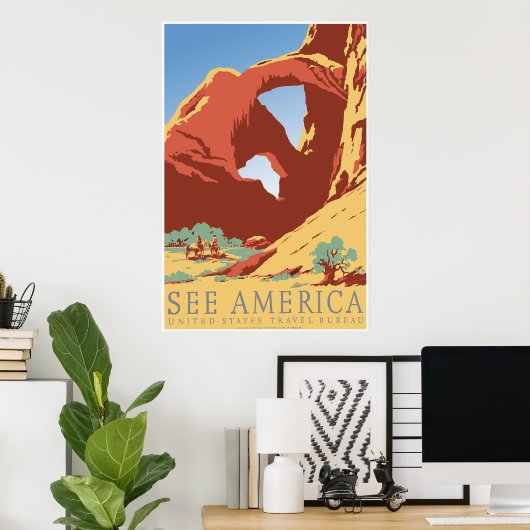 "Zie Amerika"  WPA-reisposter Poster (Thuiskantoor)