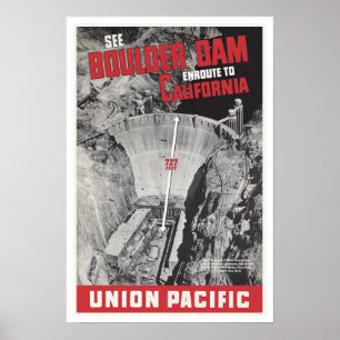 Zie Boulder Dam, Hoover Dam - Vintage Travel Poster