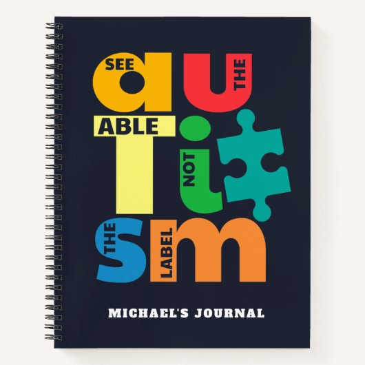 Zie de Actie Niet het Autisme van het Etiket Notitieboek (Voorkant)