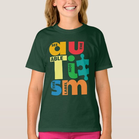 Zie de Actie Niet het Autisme van het Etiket T-shirt (Voorkant)