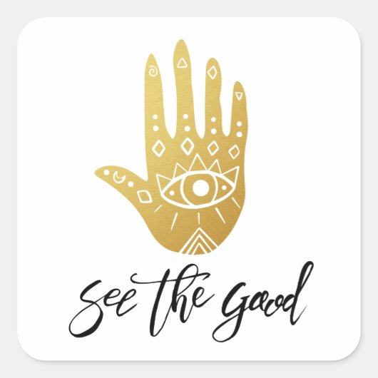 Zie de Goede Hamsa Vierkante Sticker (Voorkant)