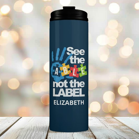 Zie de Lijst niet de Autisme van het Etiket Gepers Thermosbeker