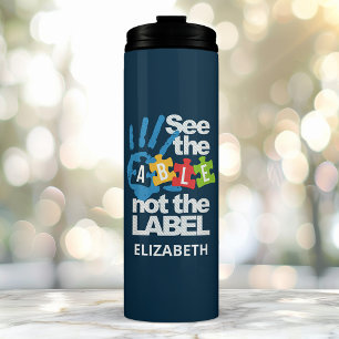 Zie de Lijst niet de Autisme van het Etiket Gepers Thermosbeker