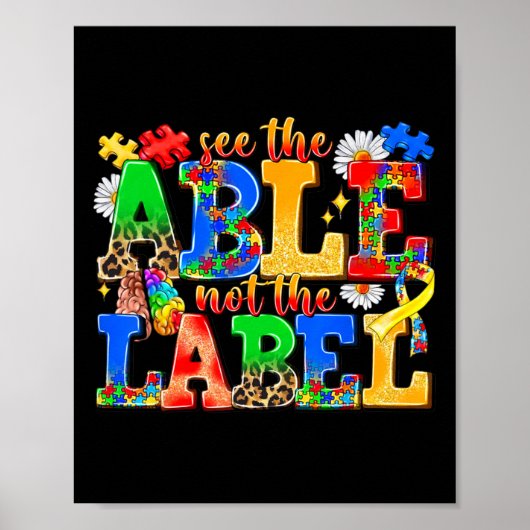 Zie De Mogelijkheid Niet Het Etiket Autisme Bewust Poster (Voorkant)