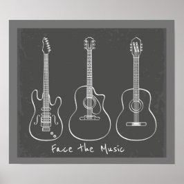 Zie de muziekwoordspeling Retro guitar trio Poster