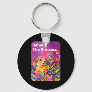 Zie de prinses prairiehond schattig bloemendier sleutelhanger