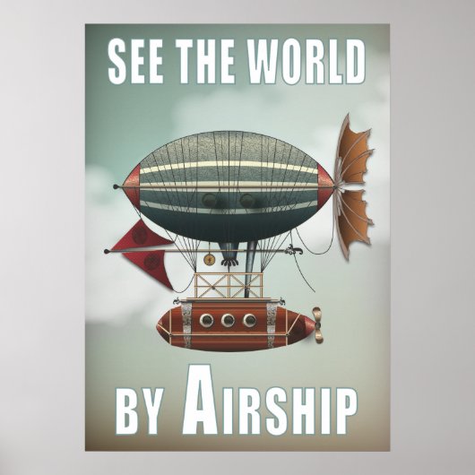 Zie de wereld door het luchtschip | Steampunkreize Poster (Voorkant)