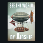 Zie de wereld door het luchtschip | Steampunkreize Poster<br><div class="desc">uitziend poster is een origineel digitaal kunstwerk van kunstenaar K.A.Grayce, dat hier uitsluitend beschikbaar is. Met het luchtschip Aluetian neemt deze Steampunk geïnspireerde luchtbel de hemel in voor een rondleiding over de wereld. Herinnerend aan die oude posters van de jaren dertig van de vorige eeuw heeft dit poster een oude...</div>
