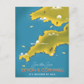 Zie de zon - Devon & Cornwall reisposter. Briefkaart (Voorkant)