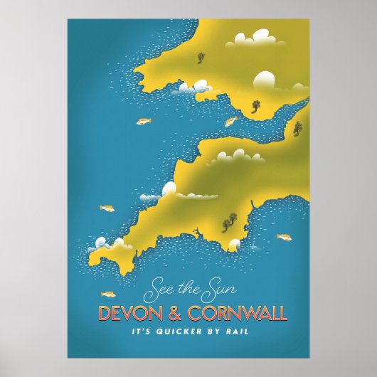 Zie de zon - Devon & Cornwall reisposter. Poster (Voorkant)