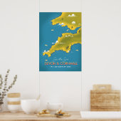 Zie de zon - Devon & Cornwall reisposter. Poster (Keuken)
