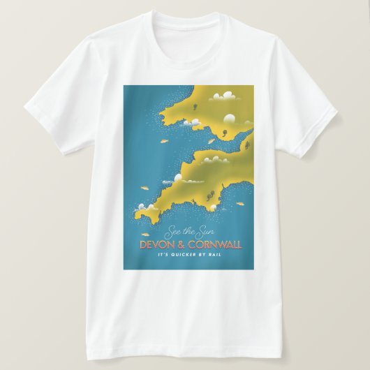 Zie de Zon - Devon & Cornwall reisposter. T-shirt (Design voorkant)