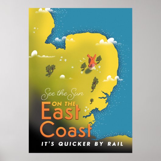 Zie de zon op de oostkust. poster (Voorkant)