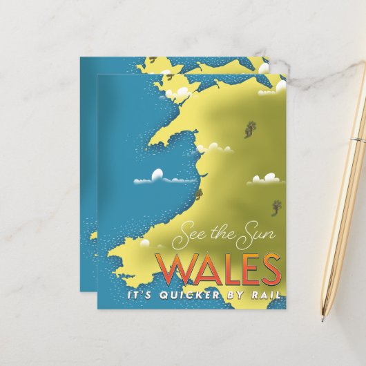 Zie de zon Wales reisposter. (Voorkant / Achterkant in situ)