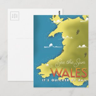 Zie de zon Wales reisposter. Briefkaart