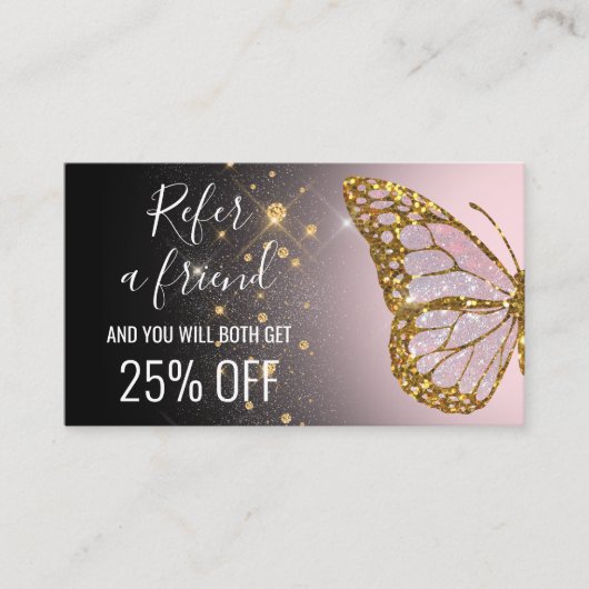 zie een vriend vlinder op zwarte verwijzingskaart visitekaartje (Voorkant)