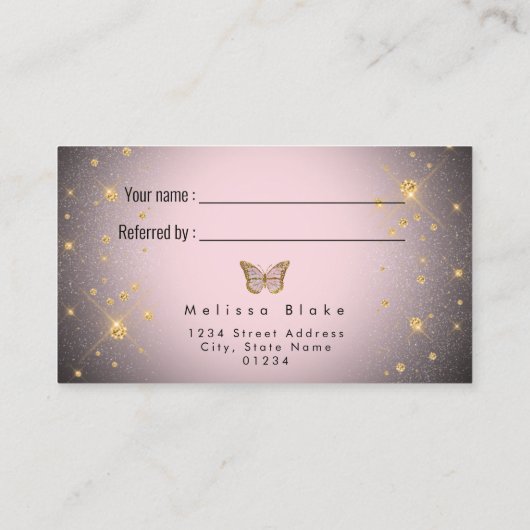 zie een vriend vlinder op zwarte verwijzingskaart visitekaartje (Achterkant)