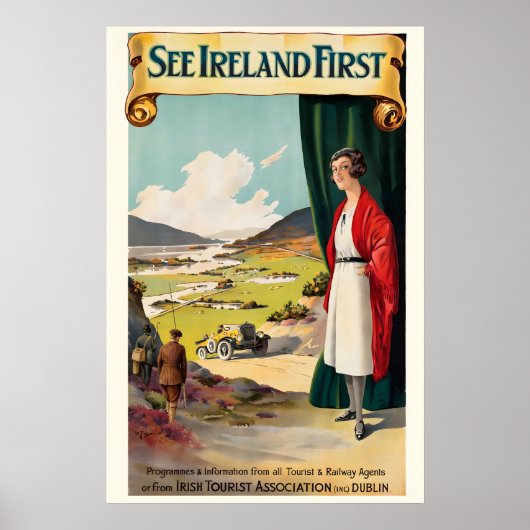 Zie eerst Ierland Vintage Reisposter Poster (Voorkant)