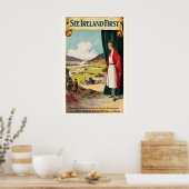 Zie eerst Ierland Vintage Reisposter Poster (Keuken)