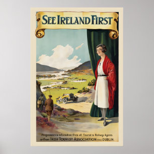 Zie eerst Ierland Vintage Reisposter Poster