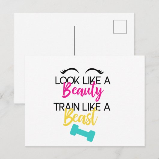 Zie eruit als een schoonheid, train als een beest briefkaart (Voorkant / Achterkant)