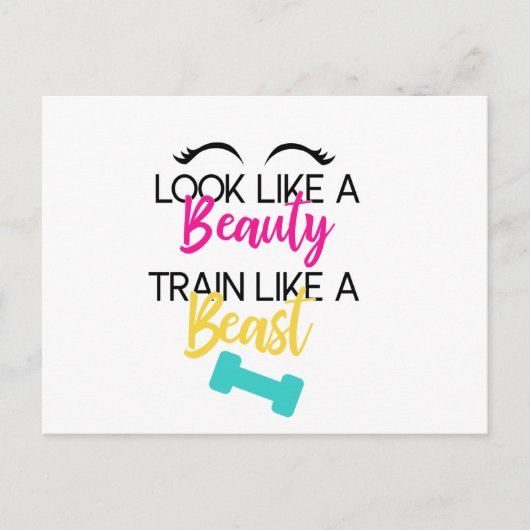 Zie eruit als een schoonheid, train als een beest briefkaart (Voorkant)