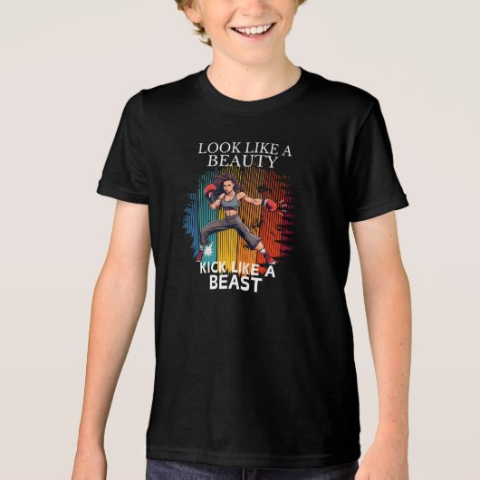 Zie eruit als een schoonheidskick als een beest Tri-Blend shirt (Voorkant)