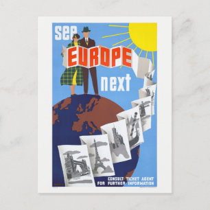 Zie Europe Next Vintage Poster 1920 Briefkaart