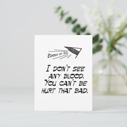 Zie geen bloed briefkaart (Staand voorkant)