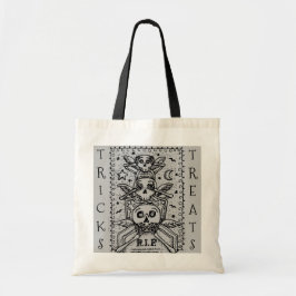 ZIE GEEN EVIL CEMETERY SKELETON TRICK OR TREAT TOTE BAG