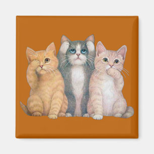 Zie Geen horen Geen woord Geen Kwieke Kat Magnet